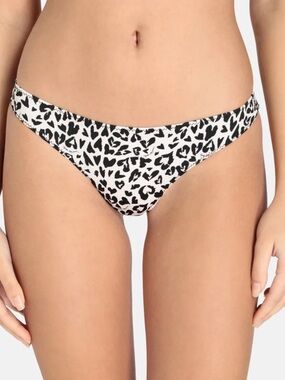 Stella McCartney Black and White Leopard-Print Bikini Bottom